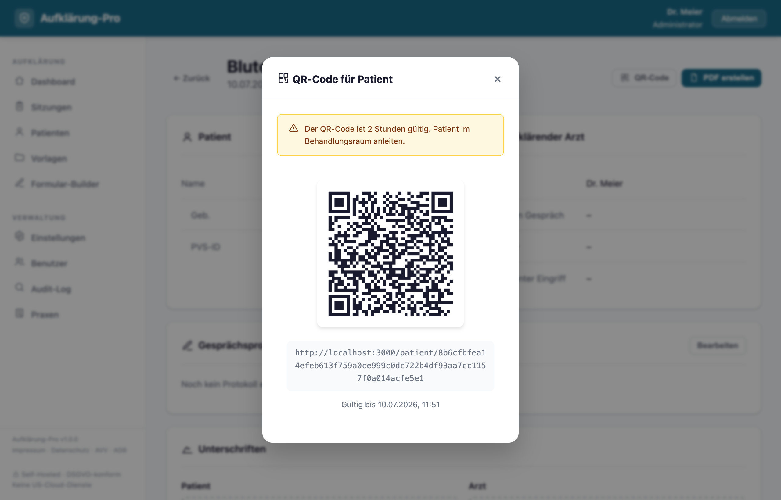 QR-Code für den Patienten